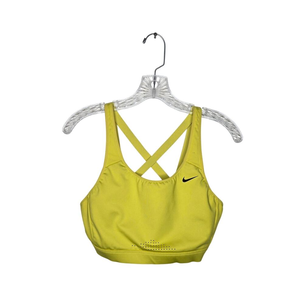 NIKE Women's Racerback Sports Bra Highlighter Yellow Size Large
